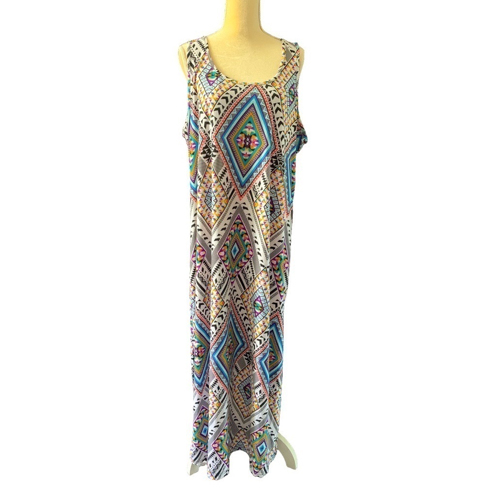 Rouge Collection Colorful Geometric Tank Maxi Dress